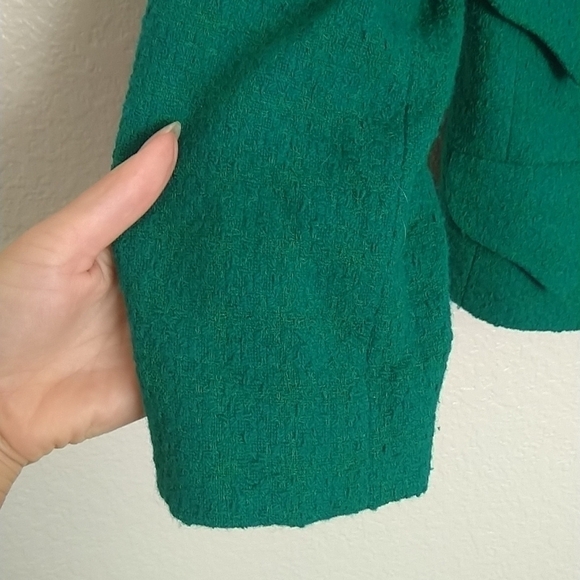 Vintage Valentino crop tweed one button 3/4 sleeve wool blend blazer sz 6 - Picture 6 of 11